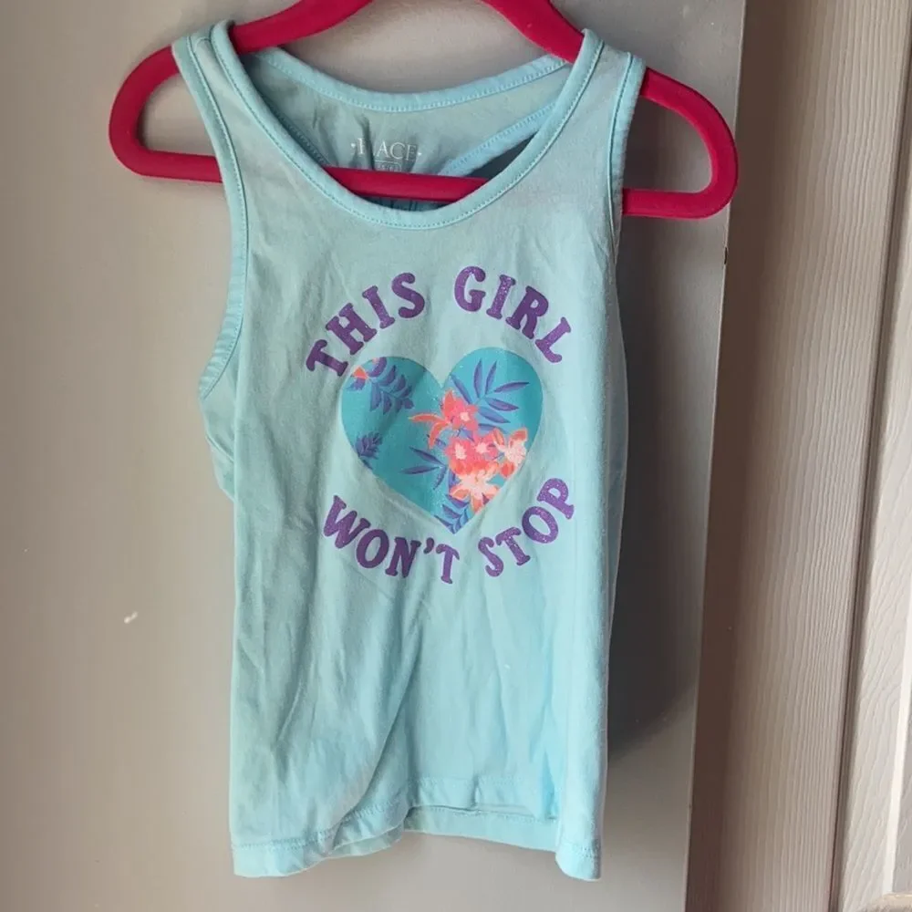 🍭6/$30 Children’s Place Sparkle Heart Graphic Inspirational Tank - S 5/6